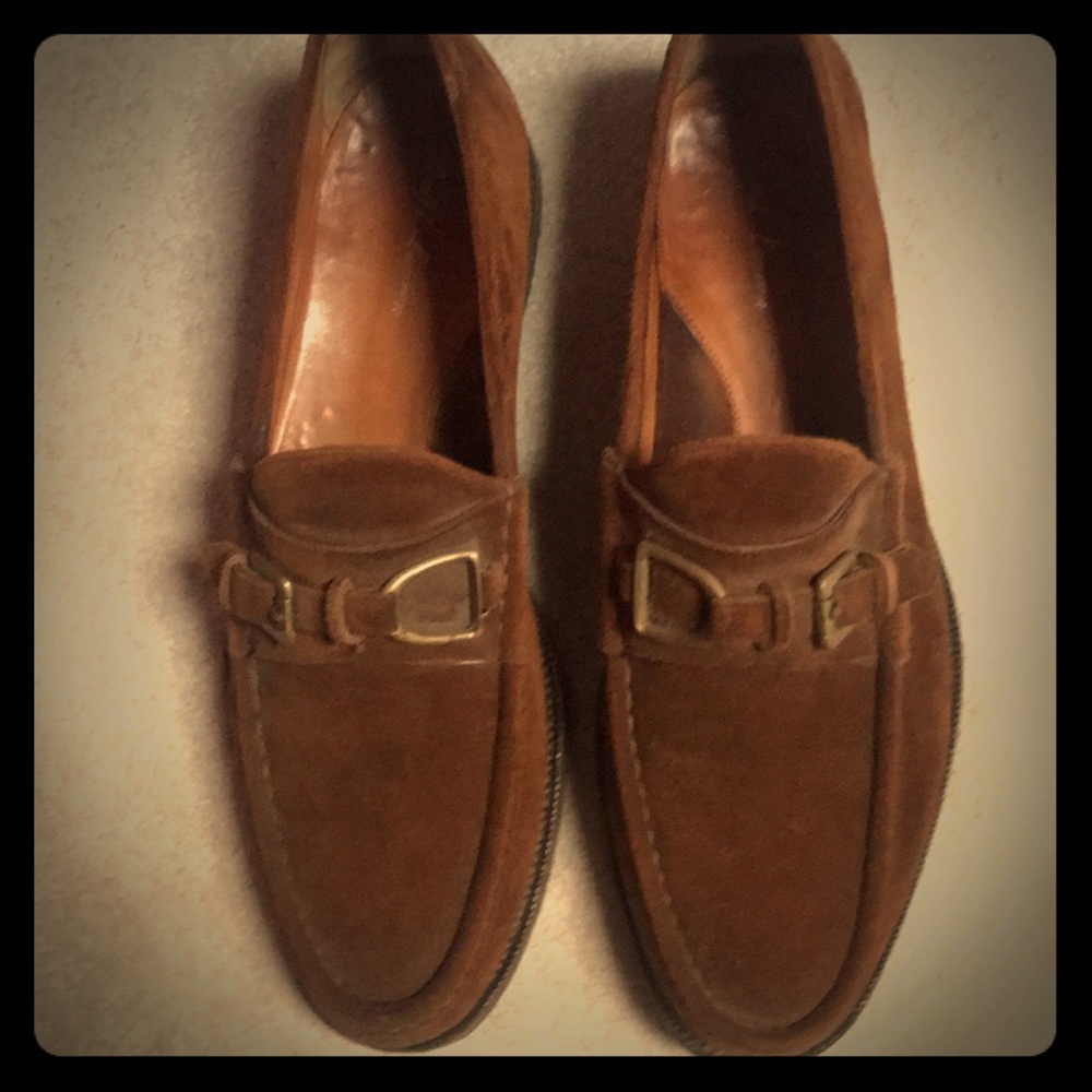 Polo Ralph Lauren Suede Loafers Horse Bit Buckle